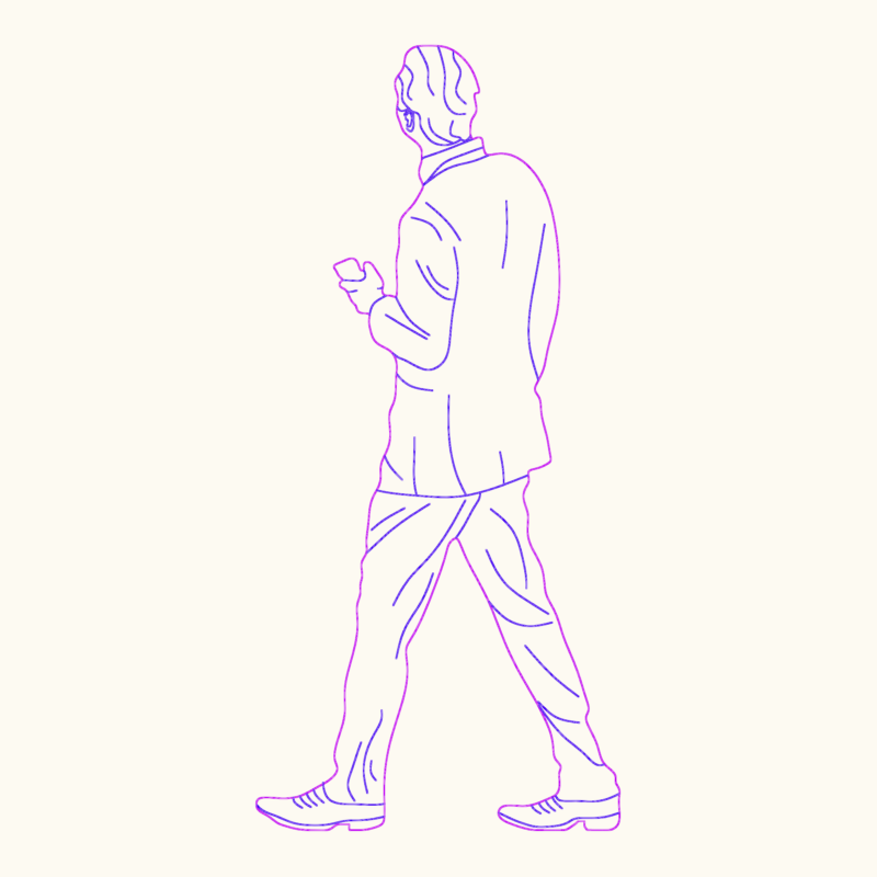MAN WALKING DIAGONALLY AWAY 114