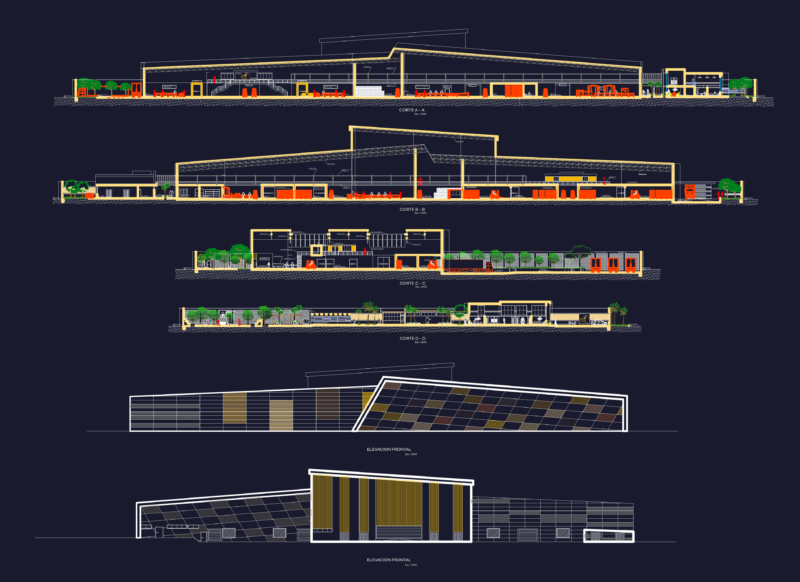 Mango Export Processing Plant Layout With Sections And Elevations