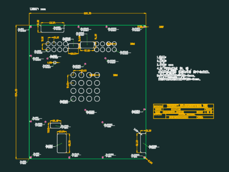 Technical drawing of Chameleon 6 PCB top side silkscreen with X-Y coordinate tables and board dimensions.