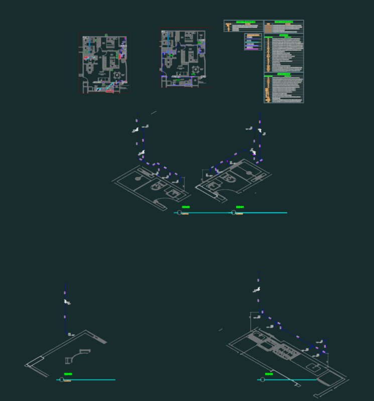 Apartment Hydraulic Plumbing Layout with Water and Sewage Details