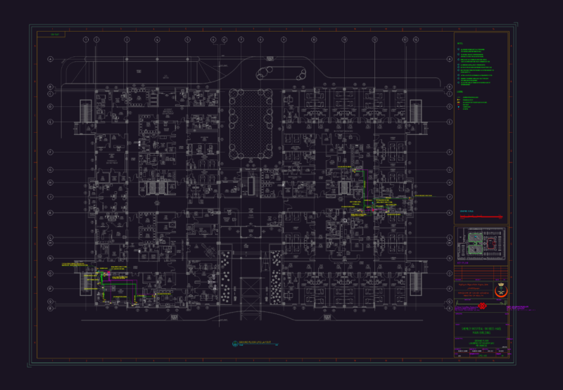 Hospital LPG gas piping plan dwg for ground floor