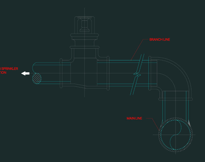 Up-Right Sprinkler & Branch Connection DWG Detail