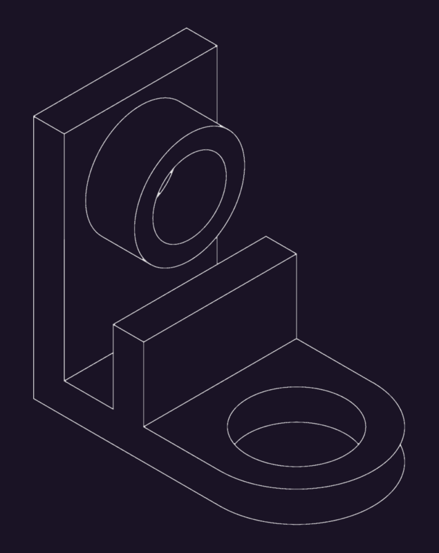 Mechanical Mounting Bracket Isometric CAD Block