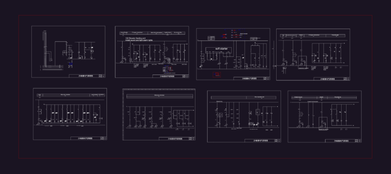 Industrial Hammer Mill and Mixer Electrical Schematic Set