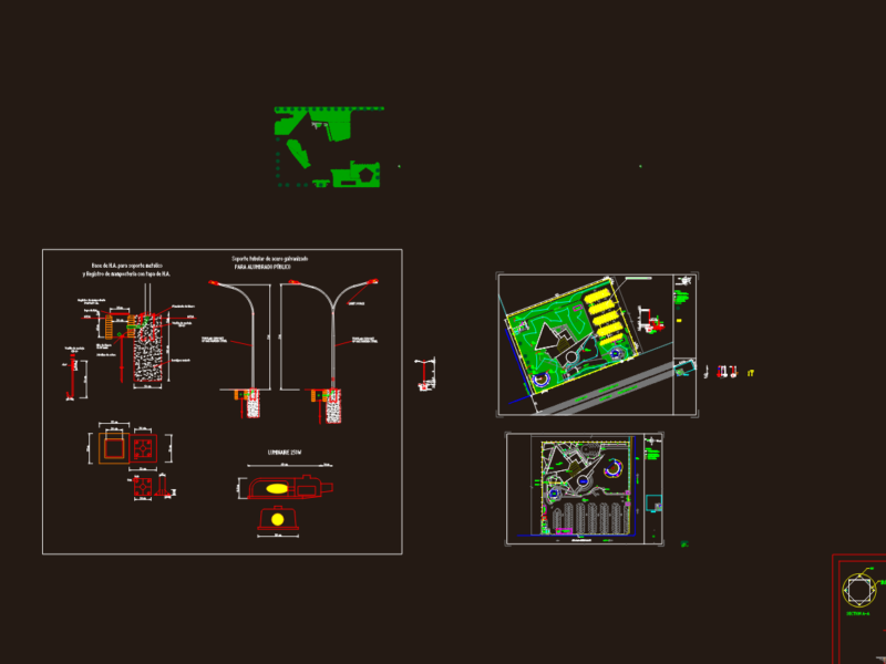 250W HPS Site Lighting Plan and Pole Base Detail