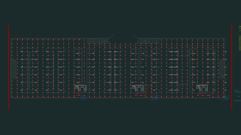 Ground Level Parking Fire Fighting Layout and Sprinkler Plan