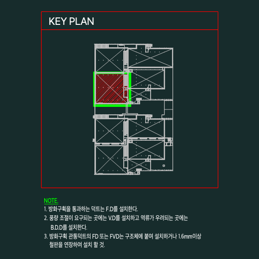 2nd Floor Factory HVAC Ductwork Layout with Fire Dampers