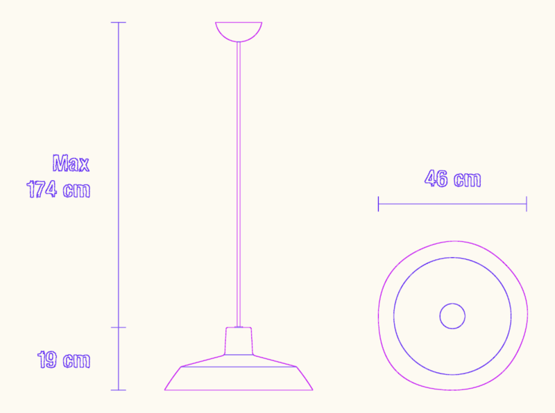 Modern Pendant Lamp Elevation And Plan View CAD Block