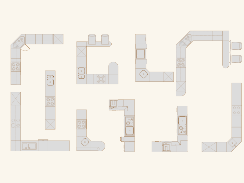 Modular Kitchen Furniture Plan View CAD Blocks