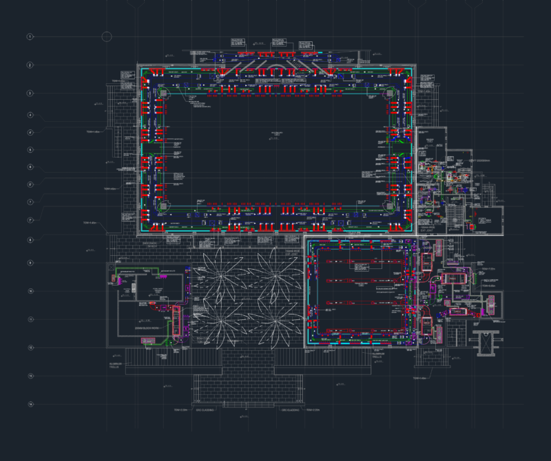 Mosque First Floor HVAC Layout DWG with VAV Plan