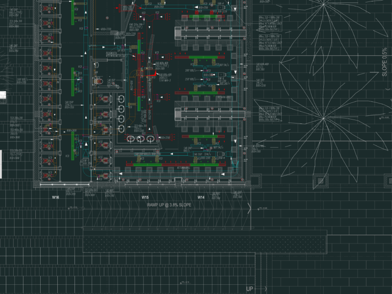Mosque ground floor hvac layout with VAV and FCU systems