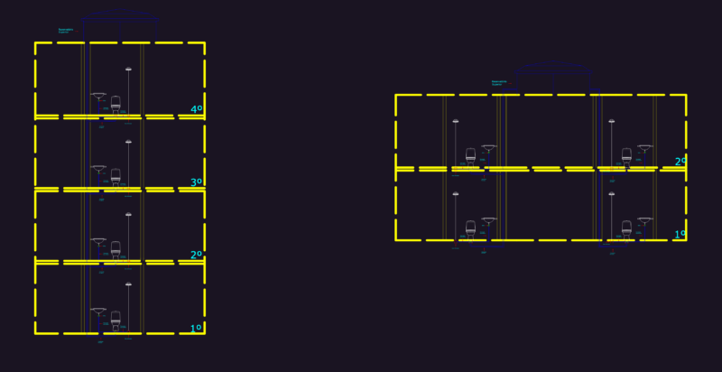 Multi-Floor Hydraulic Section with Upper Reservoir