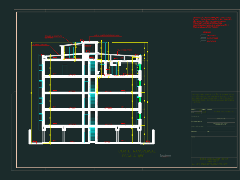 Multi-Story Apartment Building Cross Section Drawing With Roof And Foundation Details