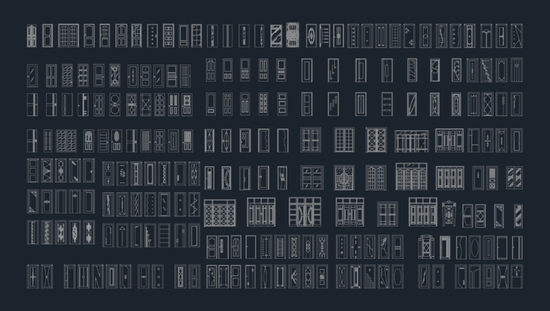 Multiple Front Elevation Door Designs DWG Block Set for Residential and Commercial Use