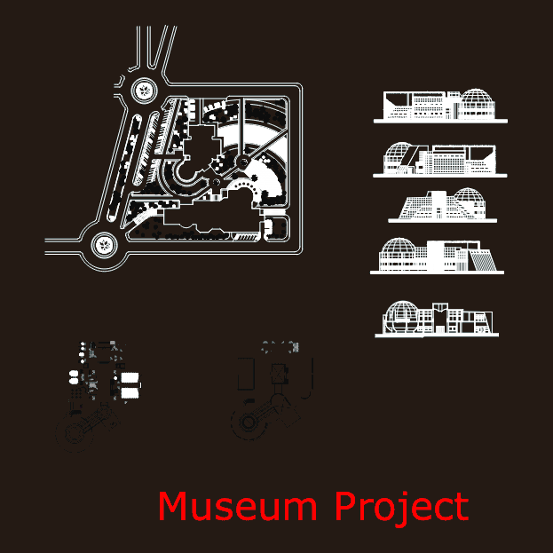Museum Architectural Project Site Plan and Elevations