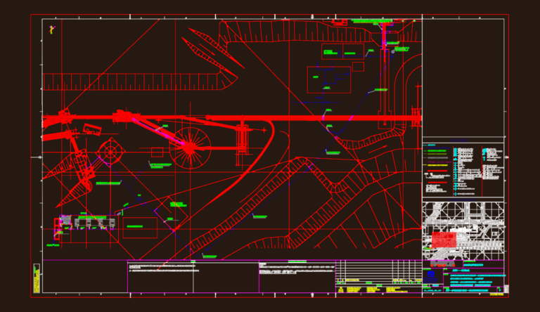 Technical drawing showing the compressed air distribution network for an industrial mining facility.
