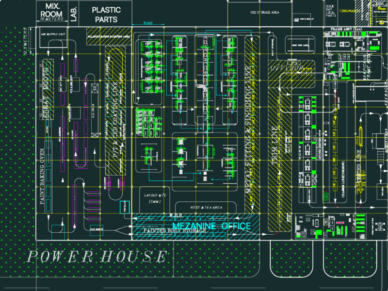 Nissan car plant site plan & assembly layout DWG