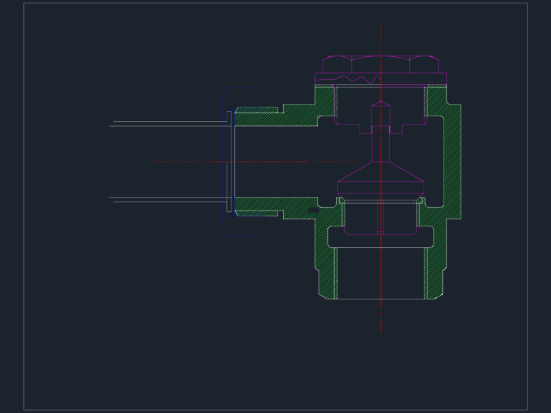 Non-Return Valve Assembly Sectional Elevation Mechanical Drawing
