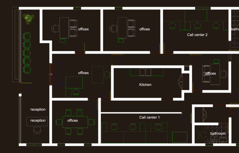 Call Center Office Floor Plan DWG Layout