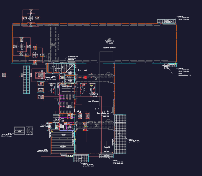 Office and factory toilet floor plan and elevation details