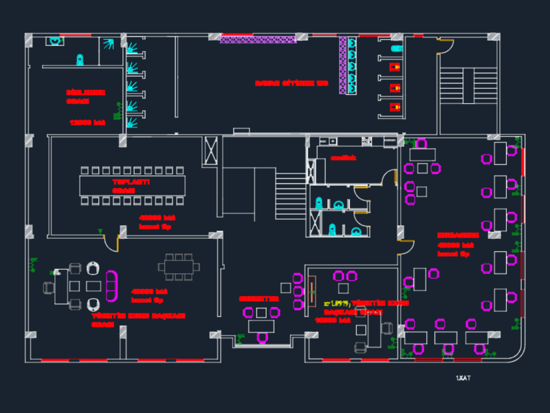 Industrial Office Floor Plan and HVAC Layout CAD