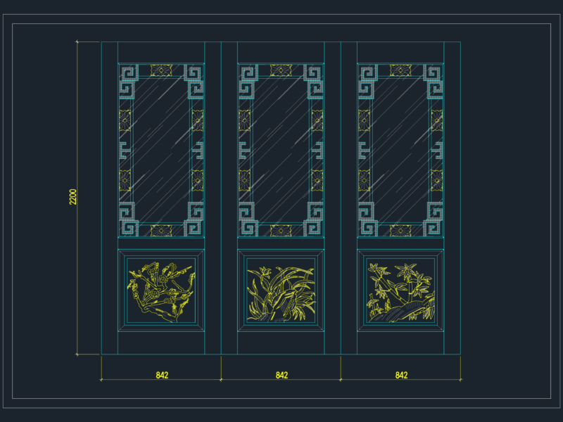 Ornate Wooden Door Elevation Templates With Carved Patterns