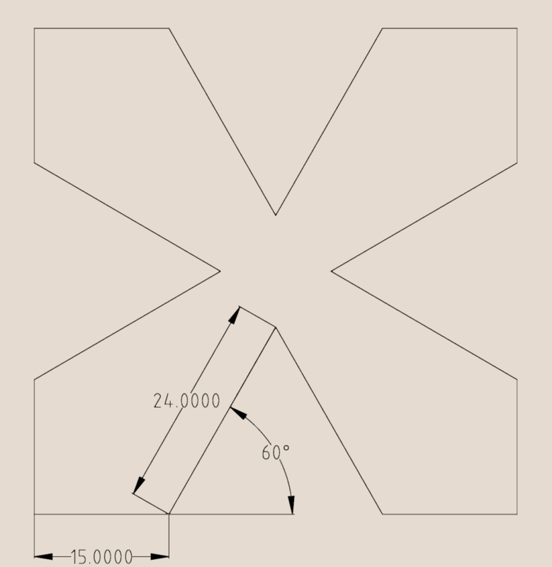 Geometric X-Shape Profile Pattern CAD Block DWG