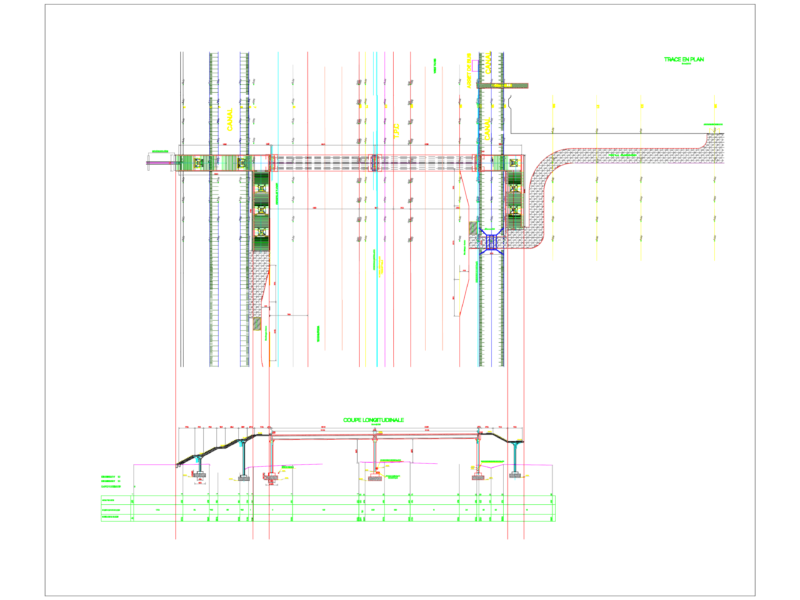 Pedestrian Bridge Layout Plan and Vertical Profile Drawing