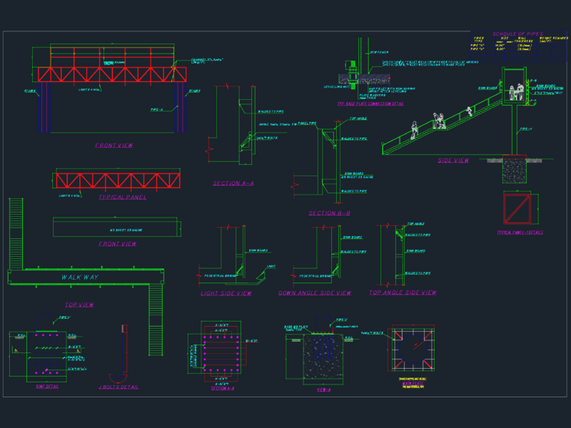 Pedestrian Bridge Signboard Panel And Structural Steel Details