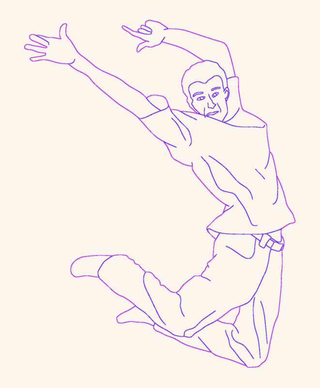 Man Jumping Vector Outline for Elevation Drawings