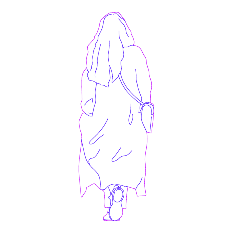 Walking Person Rear Elevation CAD Block