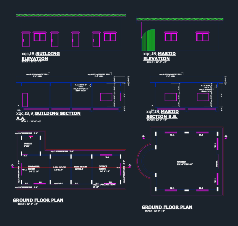 Petrol Pump Station Layout Plan and Section DWG