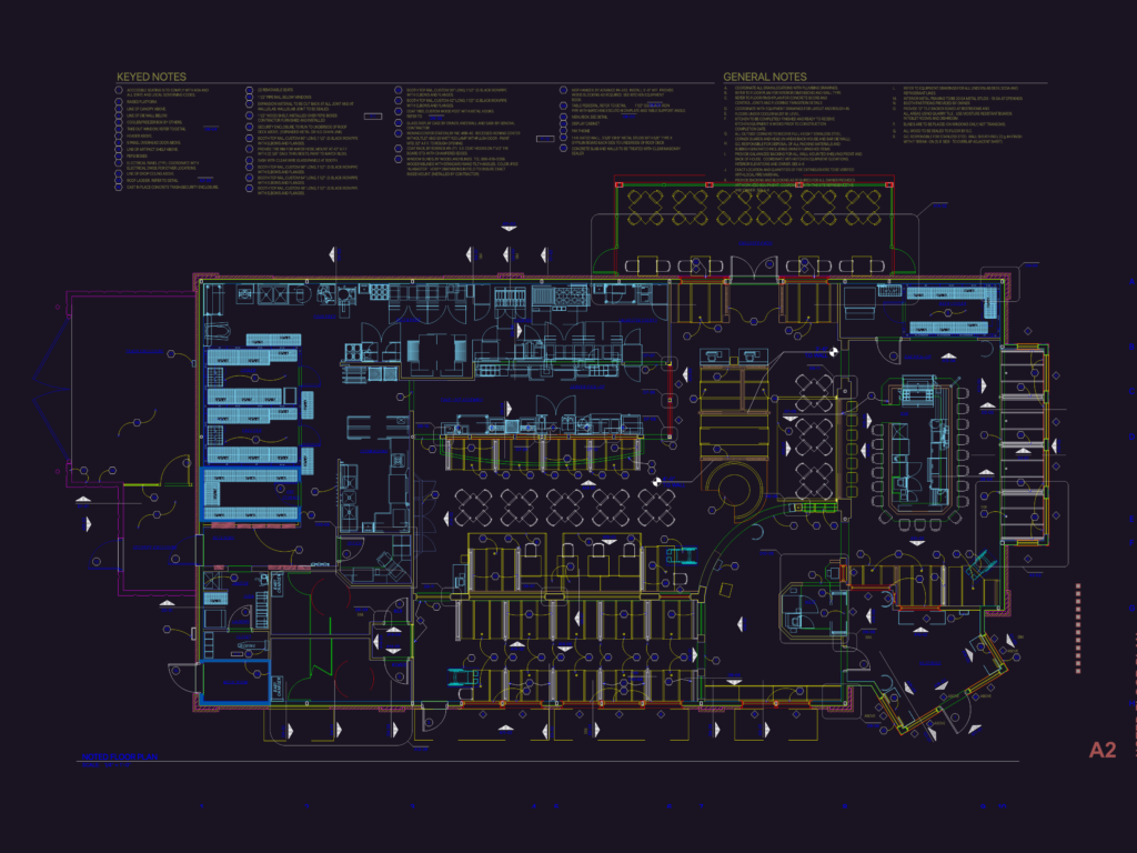 Architectural floor plan of a Pizza Hut restaurant including kitchen prep, dining, bar, and patio areas.