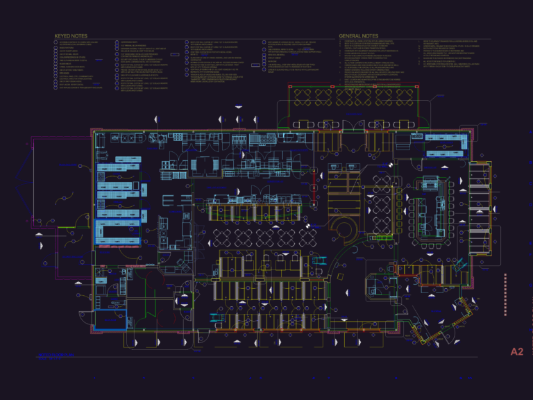 Architectural floor plan of a Pizza Hut restaurant including kitchen prep, dining, bar, and patio areas.