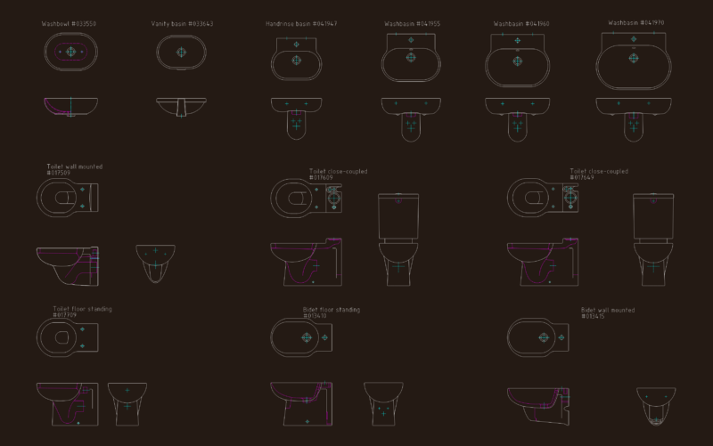 Duravit Foster Bathroom Sinks Toilets and Bidets CAD Blocks