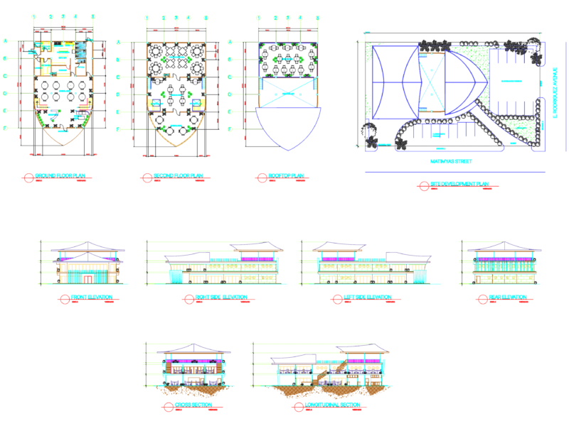 Restaurant elevation and sections