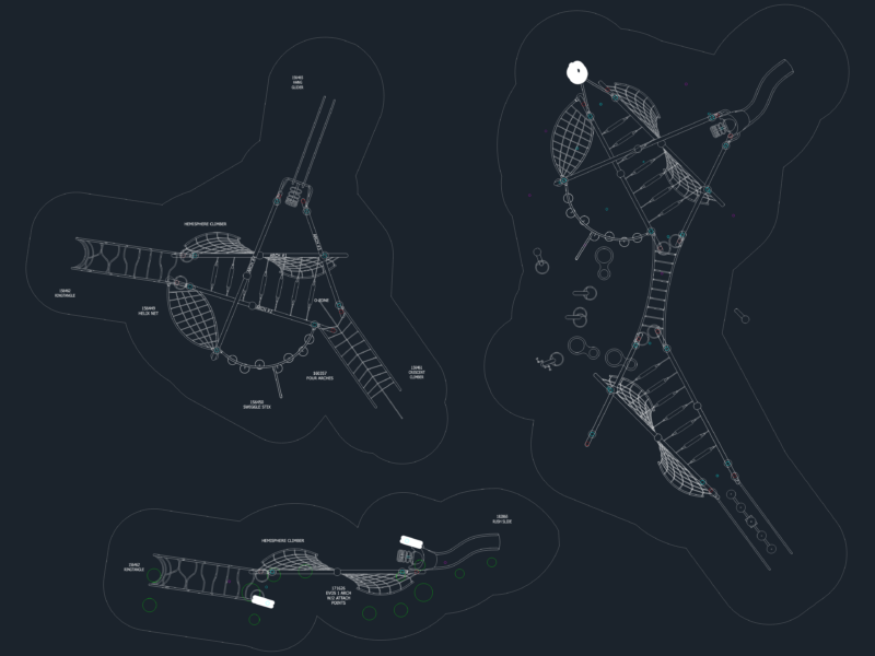 Playground Equipment Layout DWG Plan With Climbers Slides And Arches