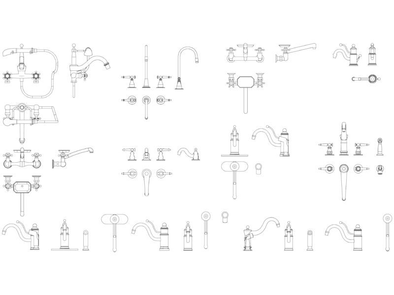Plumbing Fixture CAD Blocks for Kitchen and Bath