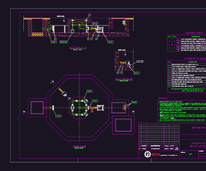 GHESA Fountain Hydraulic Plan & Section CAD DWG
