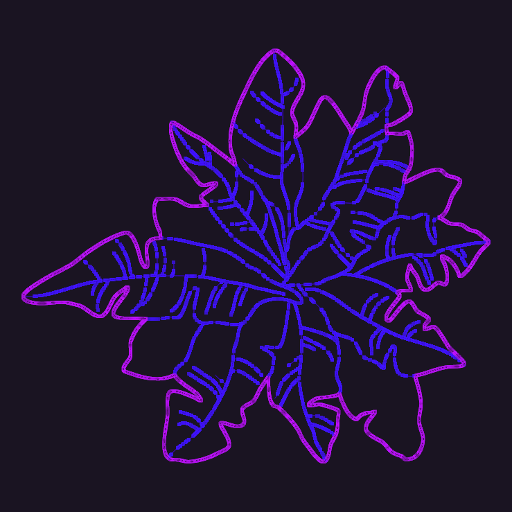 Front elevation CAD blocks of two potted banana plants with detailed leaf structures.