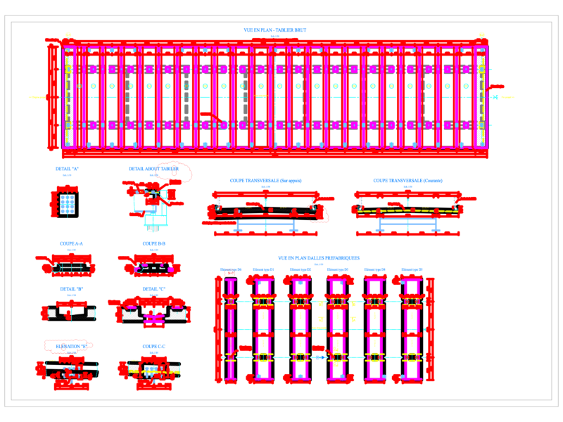 Prefabricated Concrete Bridge Deck Plan and Transverse Section Details