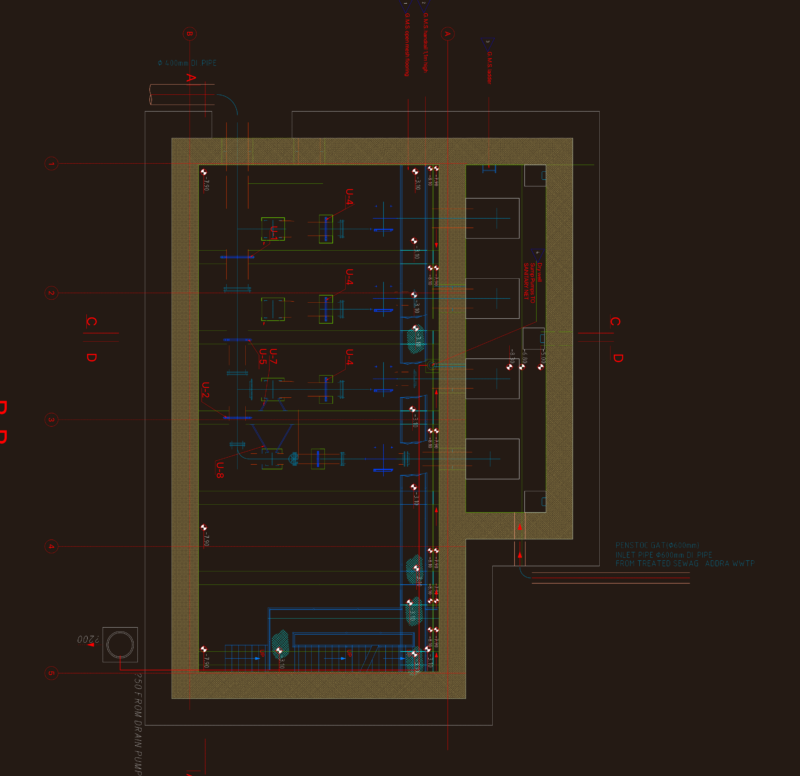 Pumping Station Plan and Elevation with Technical Section Details