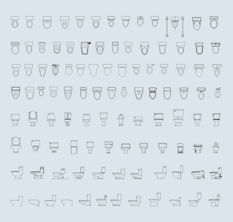 104 Metric WC Toilet CAD Blocks Plan & Elevation