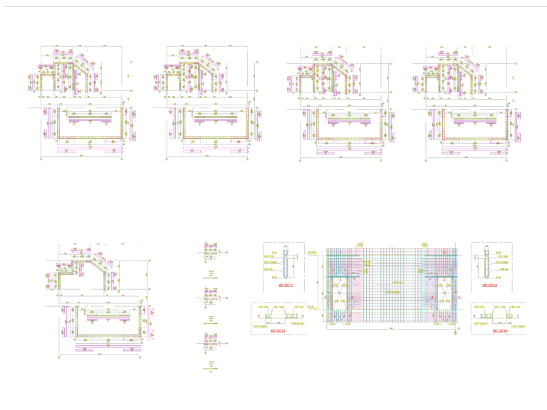 Structural CAD drawing of reinforced concrete wall reinforcement sections and rebar schedules.