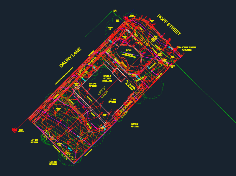 Residential Site Survey With Topographical Data And Underground Utilities Layout