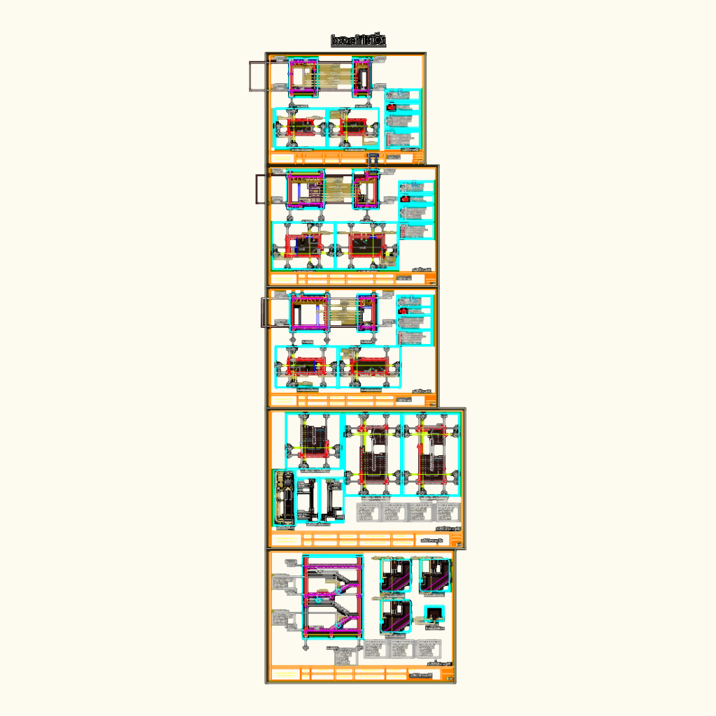 Architectural floor plans and structural foundation details for a residential villa including concrete pile layouts.