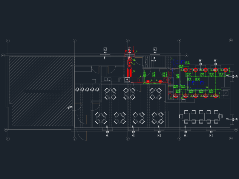 Restaurant Ventilation Layout with Duct Sizing