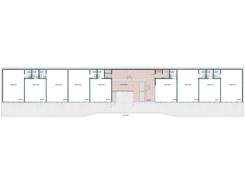 10-Unit Retail Strip Mall and Food Store Plan