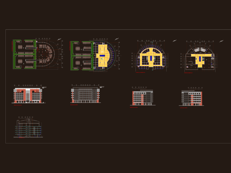 Shopping Mall Plans & Elevations DWG Set