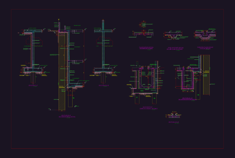 Retaining Walls and Foundations Structural Details DWG